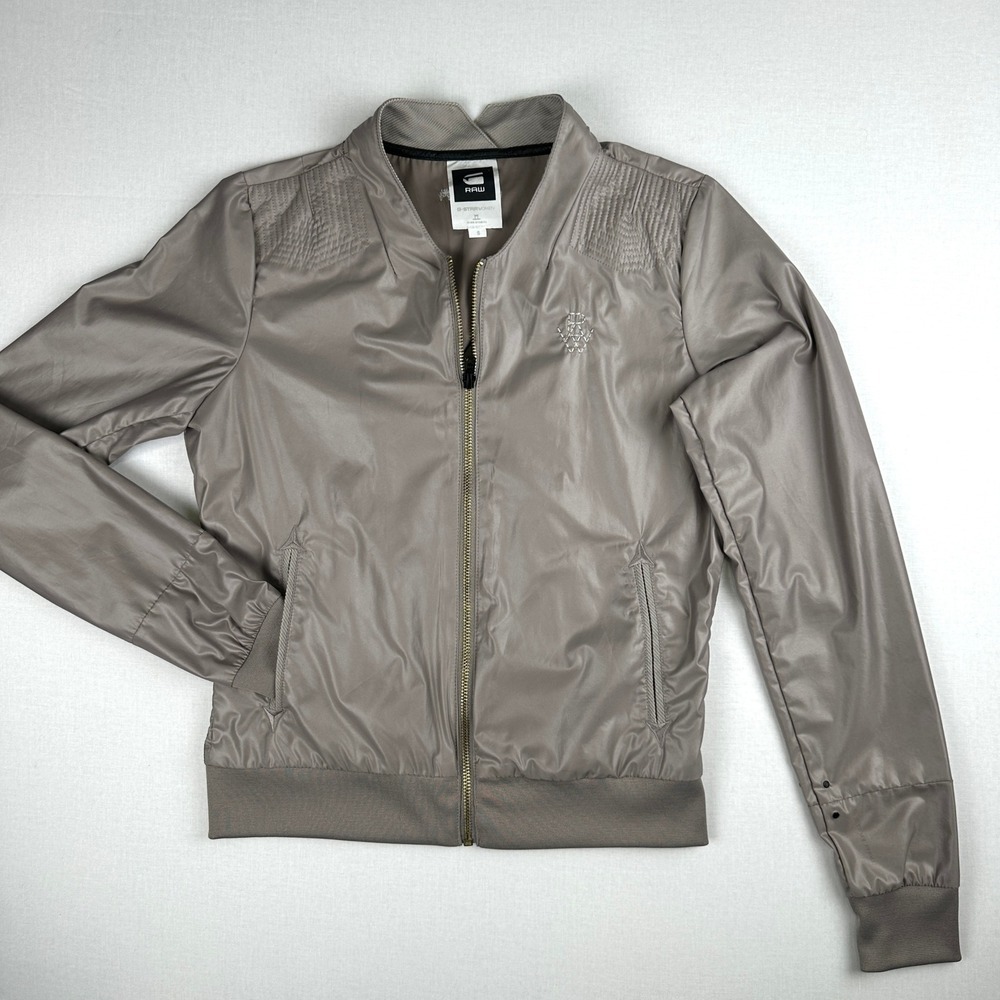 G-Star RAW Bomber Jacket Taupe Champagne Satin Women's S